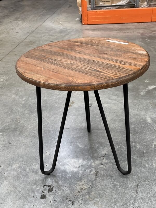 Timber Round Side Table with Black Legs