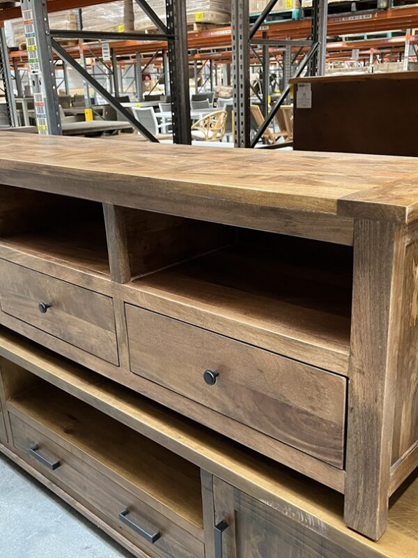Walnut Timber 3 Drawer TV Unit