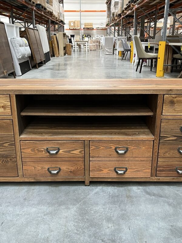 Walnut Timber 4 Drawer, 2 Door TV Unit