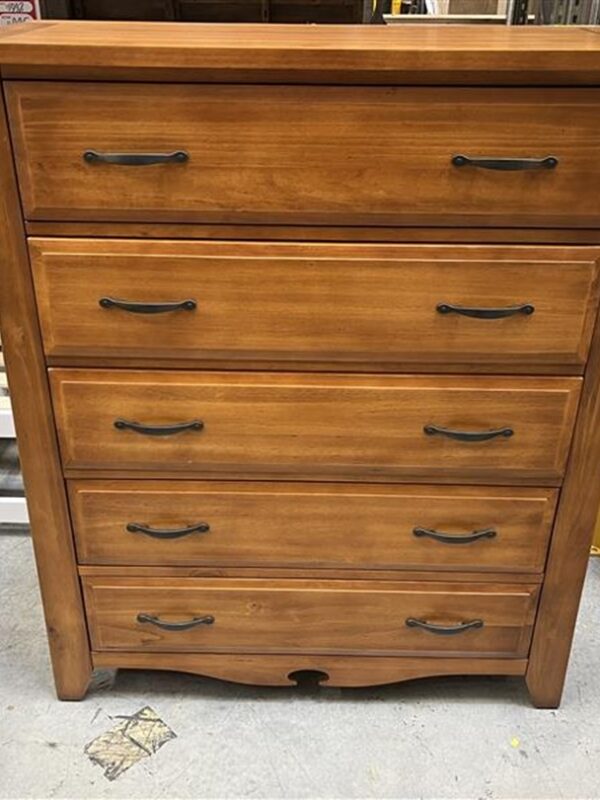 Mahogany Timber 5 Drawer Tallboy