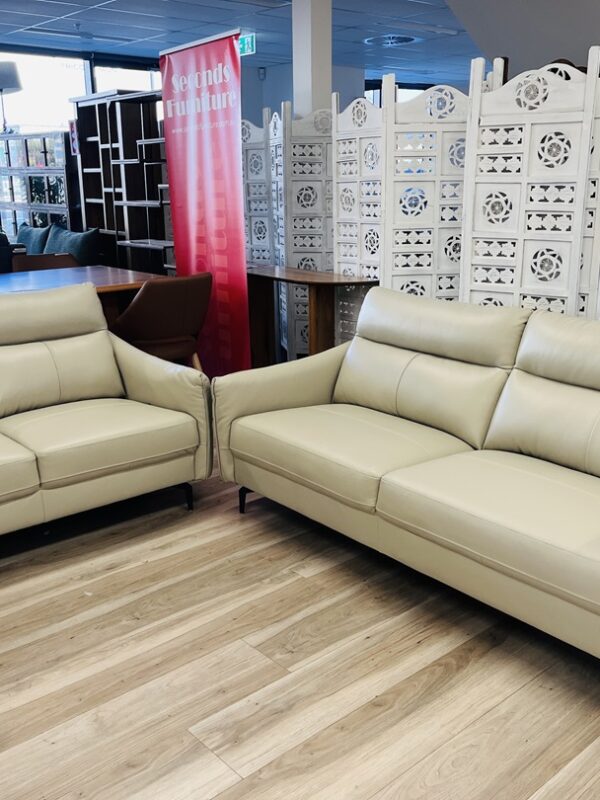 Sand Leather 3+2 Seater Sofa Set