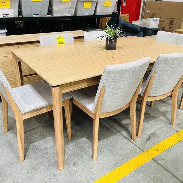 Natural Messmate 180cm 7pc Dining Setting