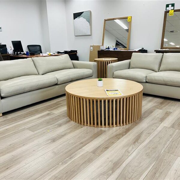 Taupe Leather 3+2 Seater Setting