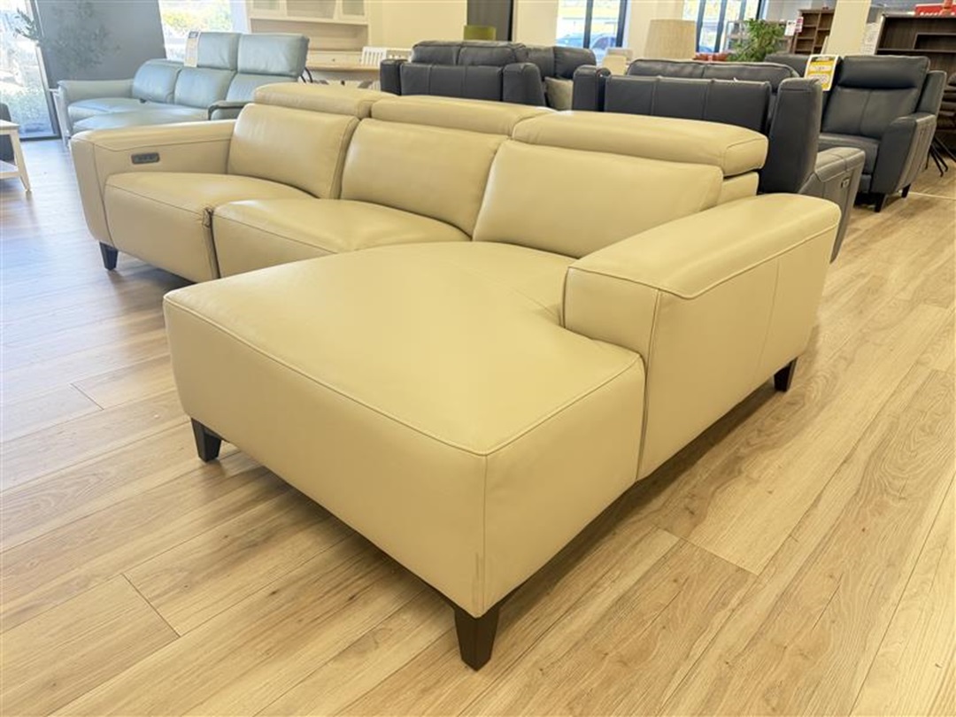 Taupe Leather Electric Chaise Lounge 2