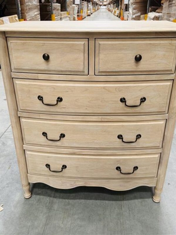 Beige Wash 5 Drawer Antique Style Tallboy
