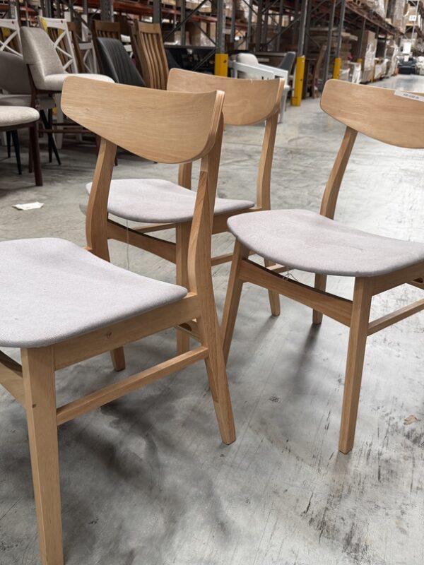 Light Oak Timber Dining Chair with Grey Seat Pad