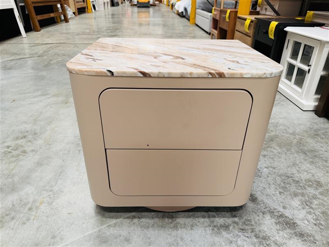 Marble Top Dusty Rose 2 Drawer Bedside 3