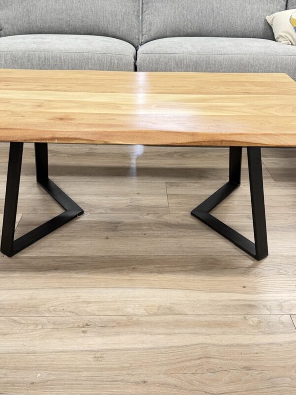 Natural Top Timber Coffee Table with Metal Legs