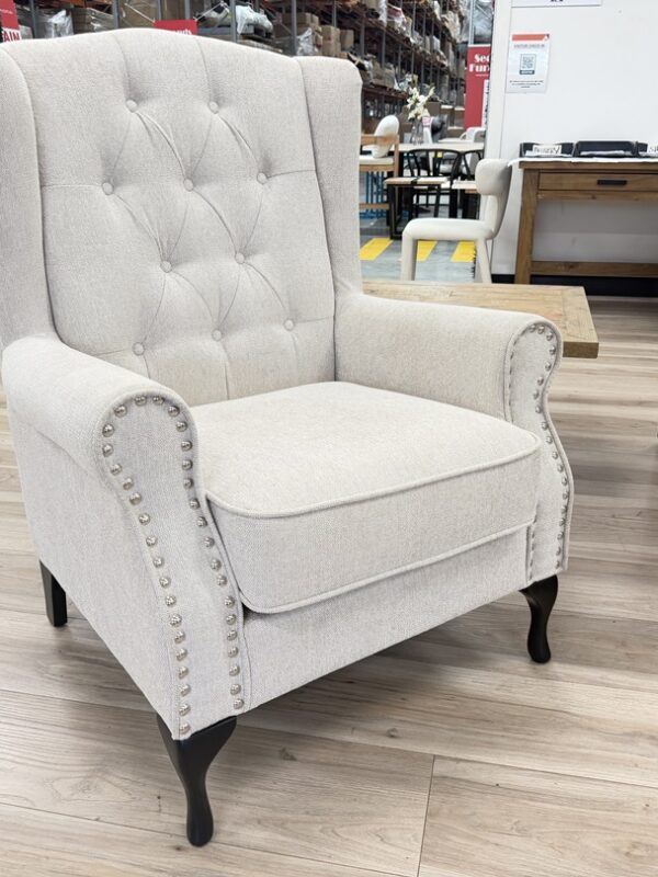 Oatmeal Fabric Wingback Arm Chair