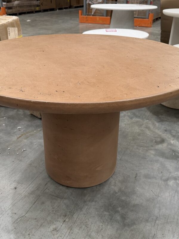 Brown Concrete Outdoor Round Dining Table
