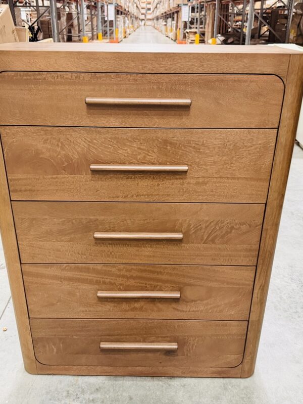 Chocolate Timber 5 Drawer Tallboy