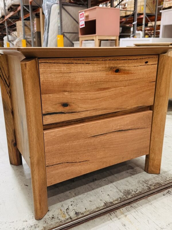 Jarrah Timber 2 Drawer Bedside Table