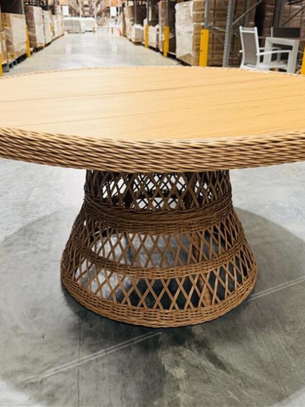 Outdoor Round Natural Wicker Dining Table