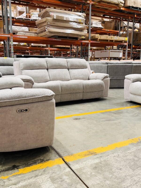 Silver Fabric 3pc Electric Recliner Package