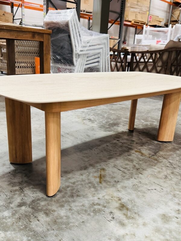 Stone Top Outdoor Coffee Table with Timber Legs