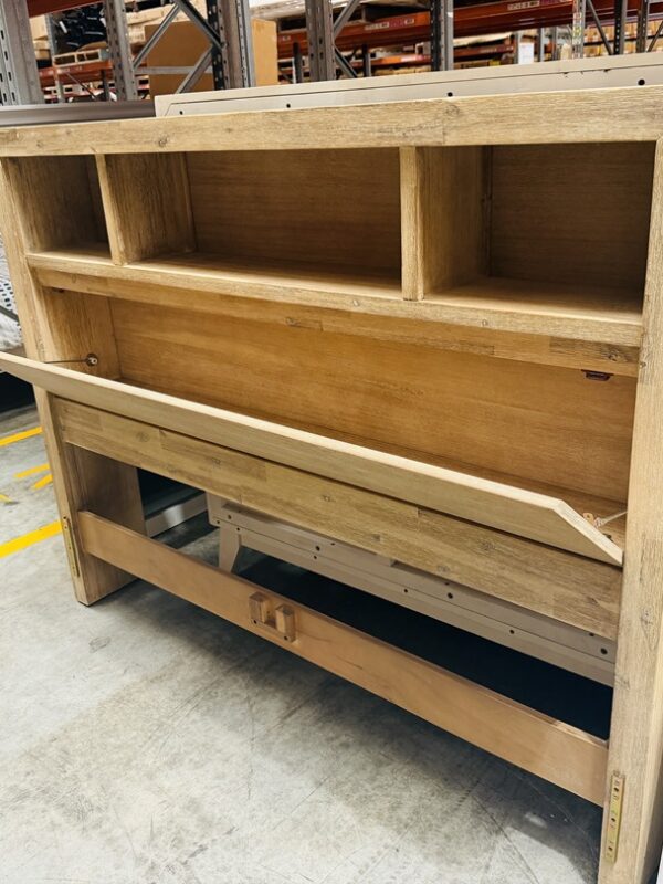 Ash Timber Queen Headboard with Built In Shelves