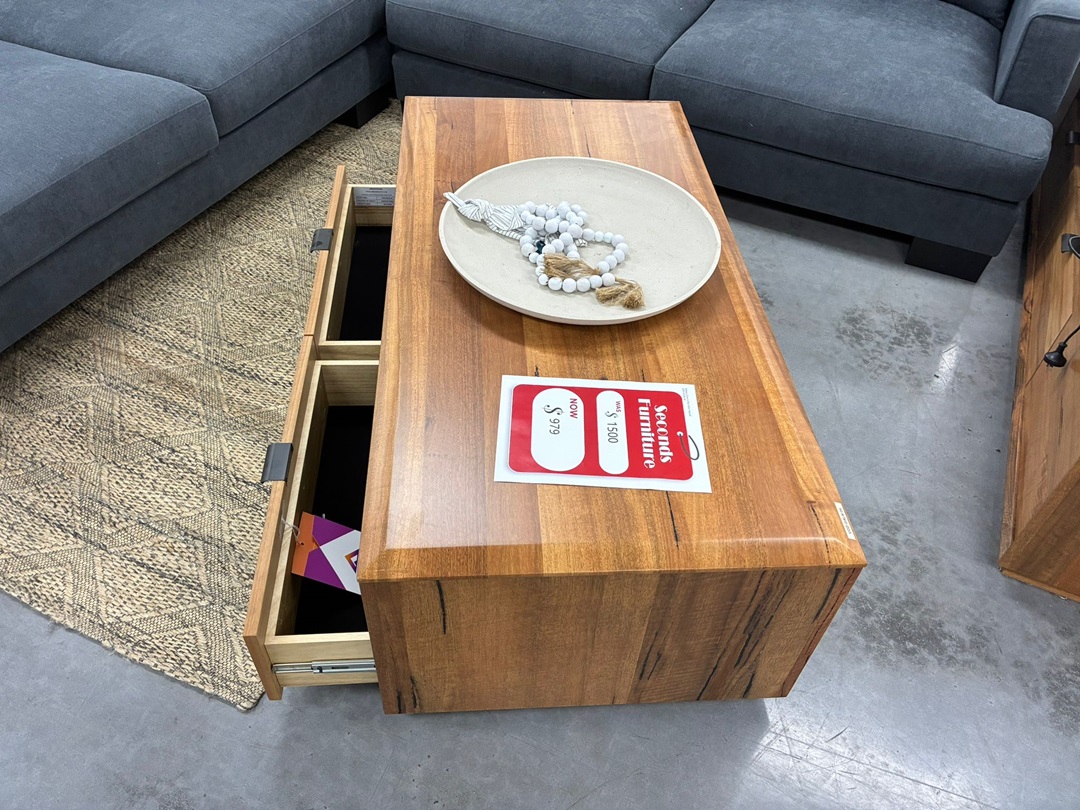 2 Drawer Coffee Table – Natural Finish1