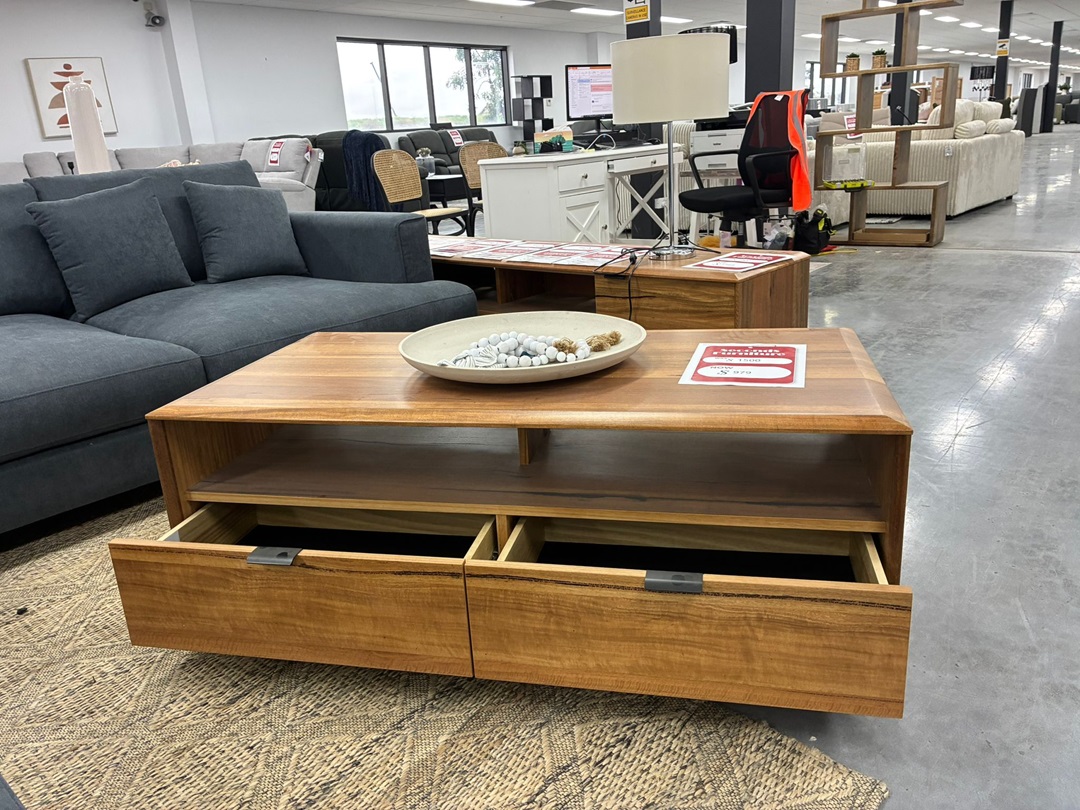 2 Drawer Coffee Table – Natural Finish2