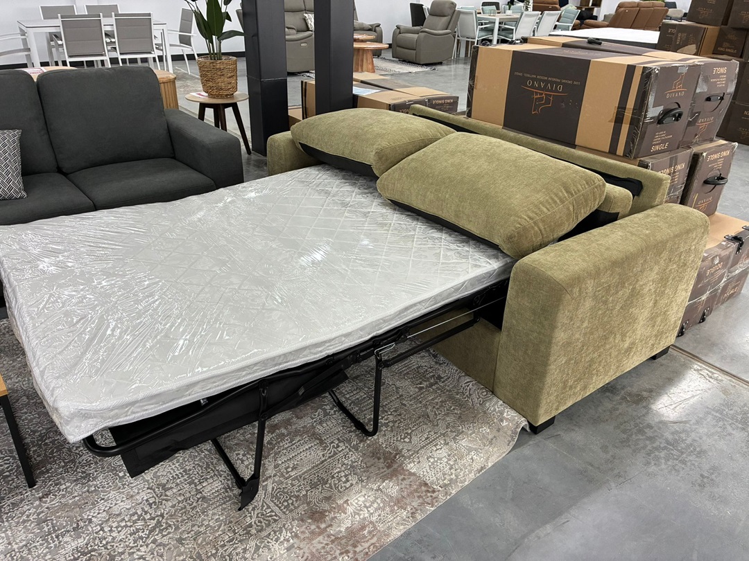 2.5 Seater Sofa Bed – Siara Olive Fabric2