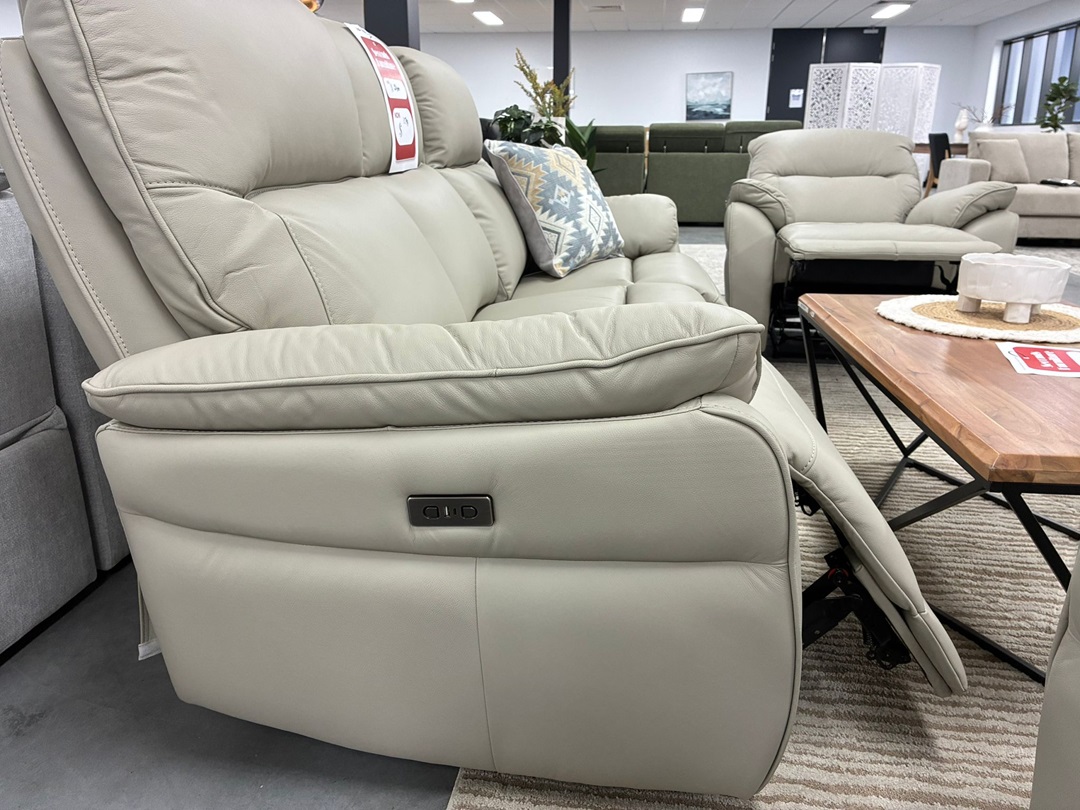 3 + 1 + 1 Leather Power Recliner Lounge Suite – Silver1