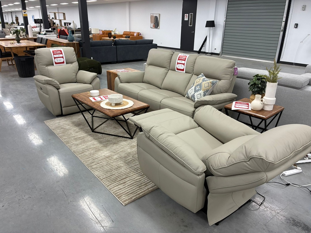 3 + 1 + 1 Leather Power Recliner Lounge Suite – Silver4