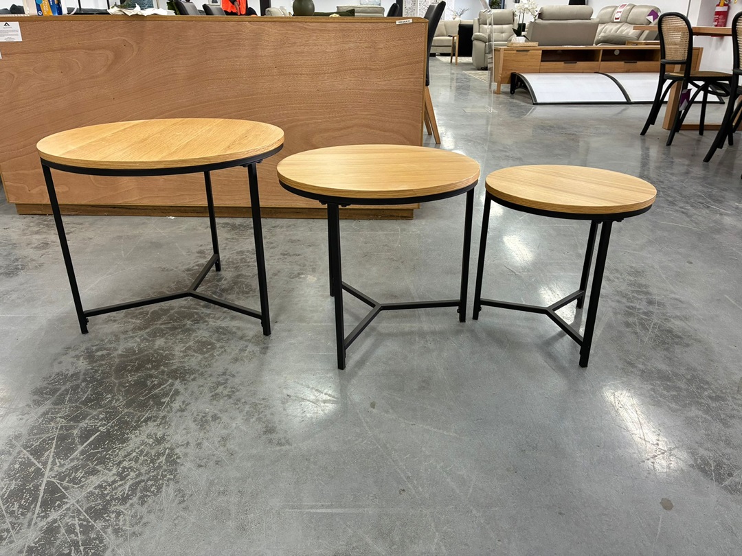3 Piece Coffee Table Set – Natural Oak Black