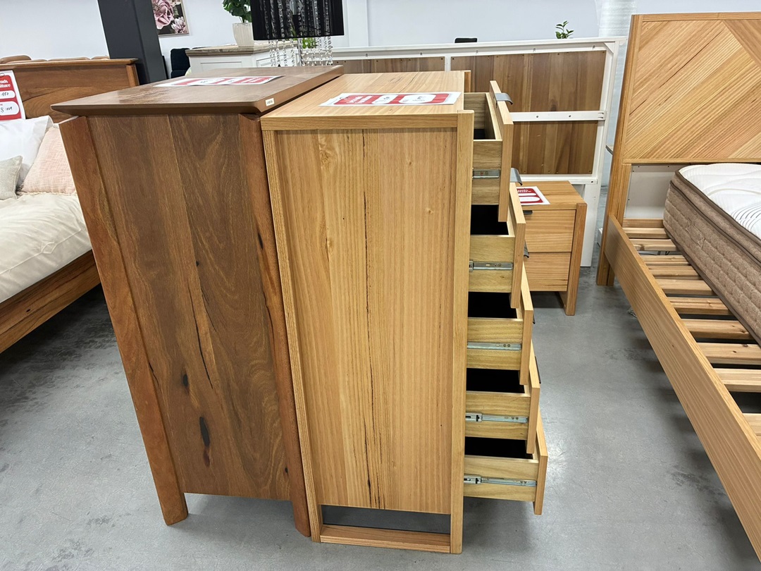 5 Drawer Tallboy – Natural Finish1