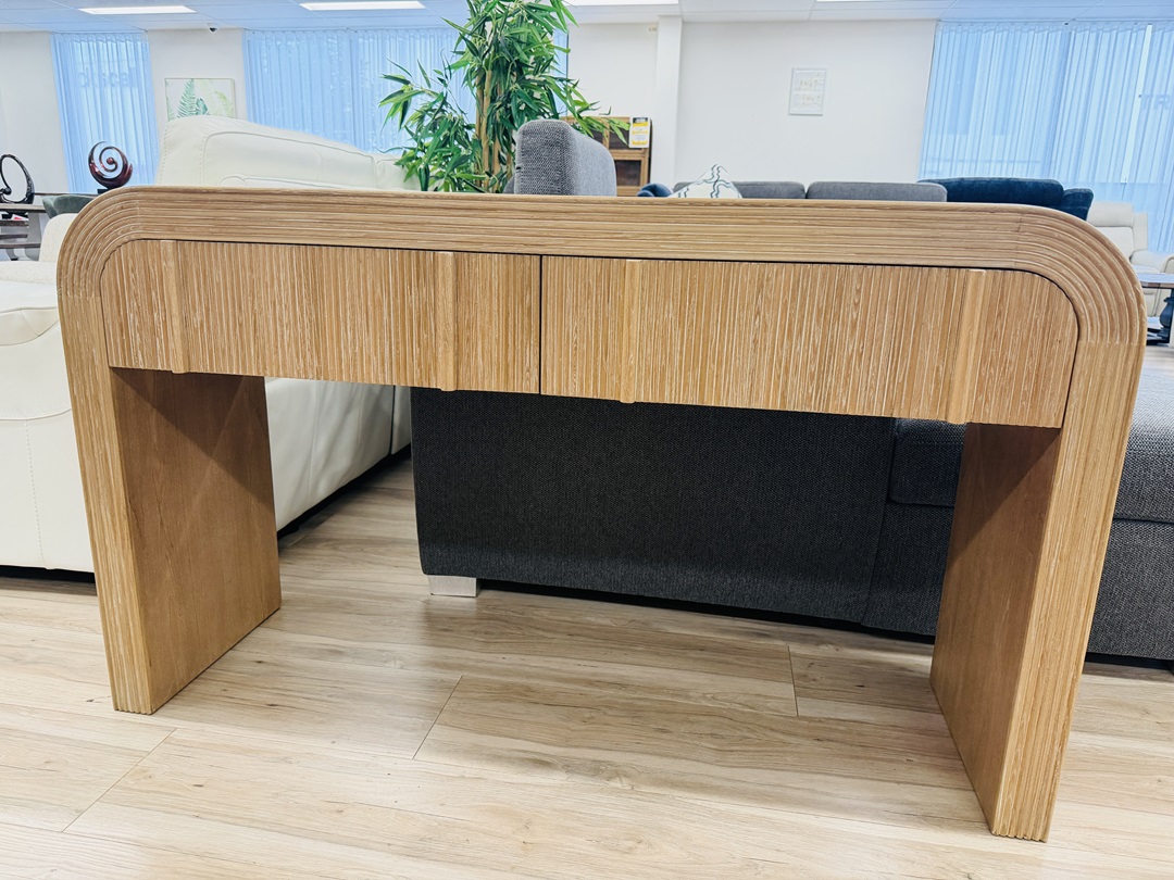 Ash Timber Premium 2 Drawer Curved Hall Table 3