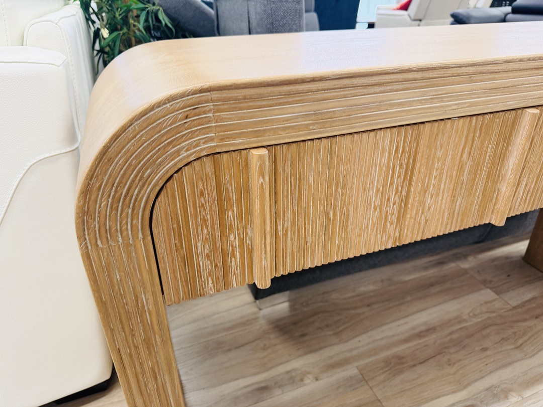 Ash Timber Premium 2 Drawer Curved Hall Table 4
