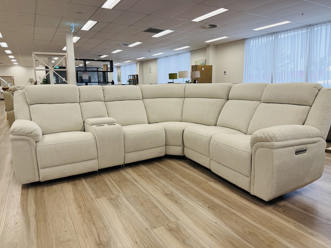 Cream Fabric Triple Motor Electric Corner Lounge 4