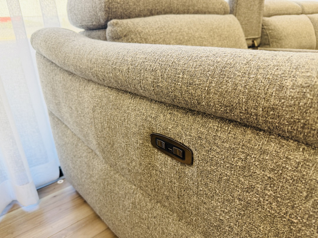 Grey Fabric 4 Seater Home Theatre Lounge with Electric Recliners & Storage Consoles 4