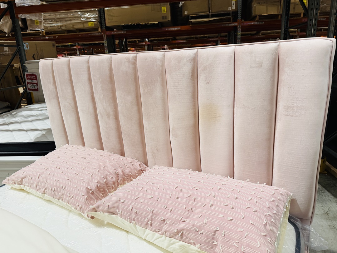 Light Pink Fabric 2 Drawer Queen Bed 4