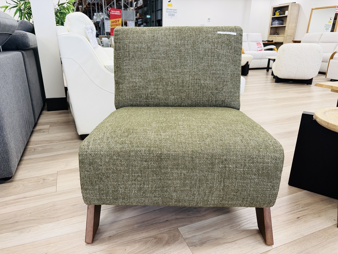 Premium Green Fabric Accent Chair with Walnut Legs 2