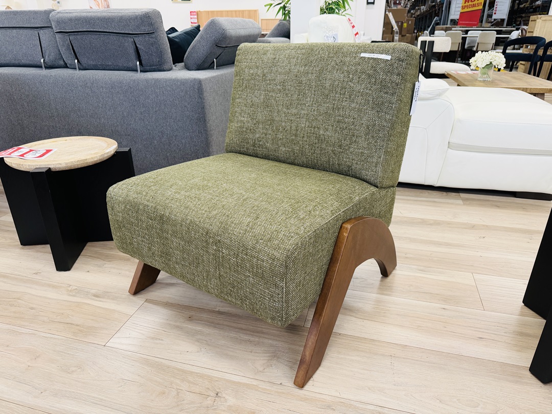 Premium Green Fabric Accent Chair with Walnut Legs 3