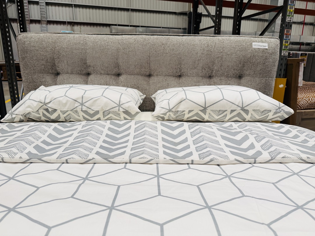 Silver Fabric Queen Bed 2