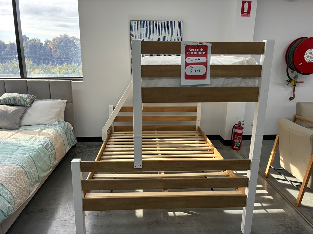 Single Over Double Bunk Bed – White & Natural Finish1