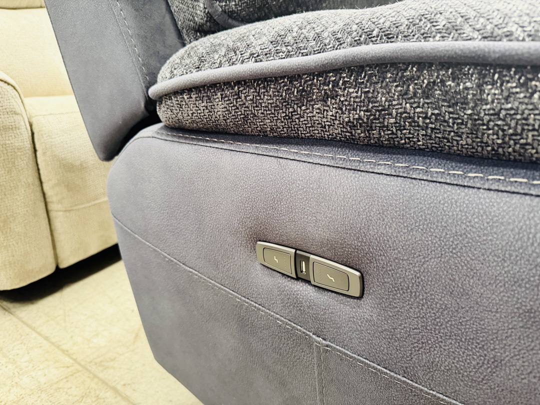 Slate Fabric 3 Seater with Electric Recliners & USB Ports 3