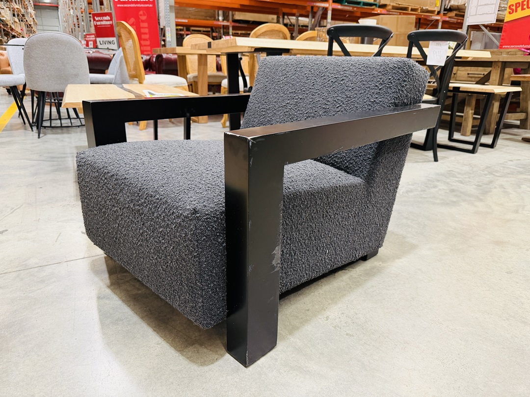 Charcoal Boucle Fabric Arm Chair 3