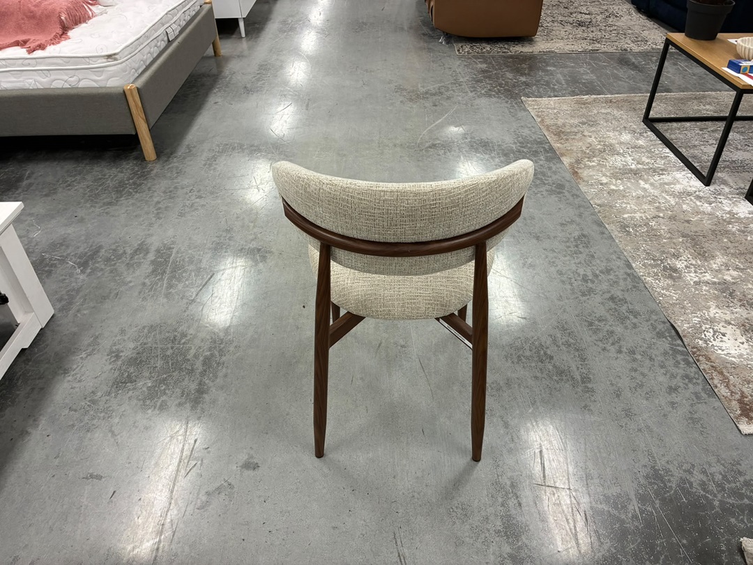 Dining Chair – Beige Seat & Walnut Legs