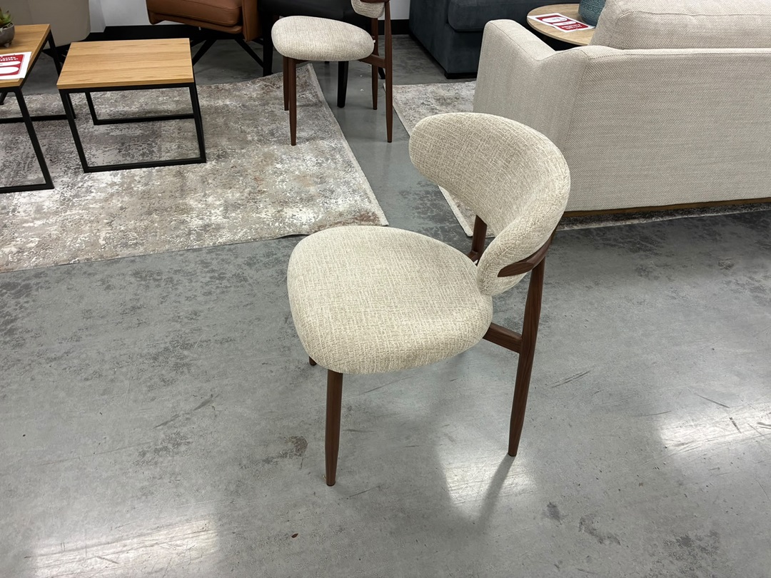 Dining Chair – Beige Seat & Walnut Legs1