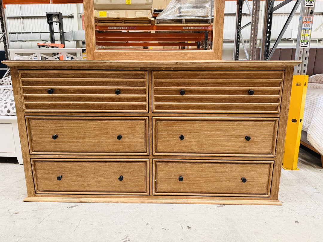Espresso Wash 6 Drawer Timber Dresser with Mirror 4