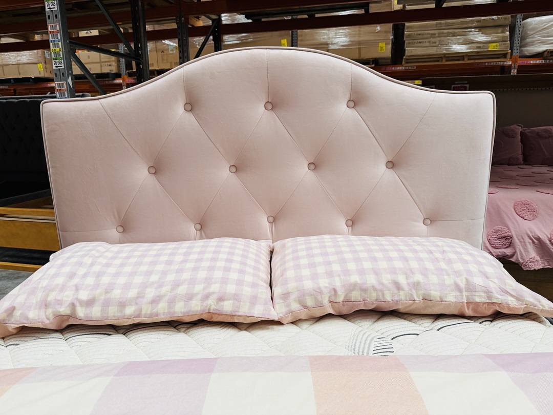 Light Pink Fabric Double Bed 3