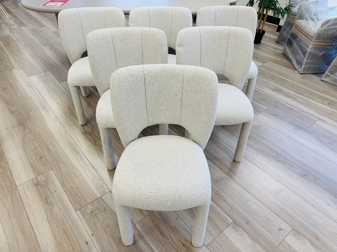 Oatmeal Fabric Dining Chairs 4