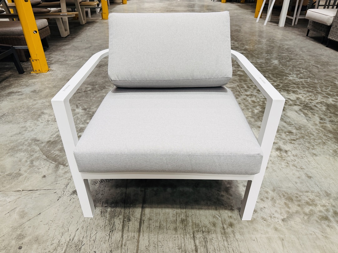 White Outdoor Curved Arm Chair 3