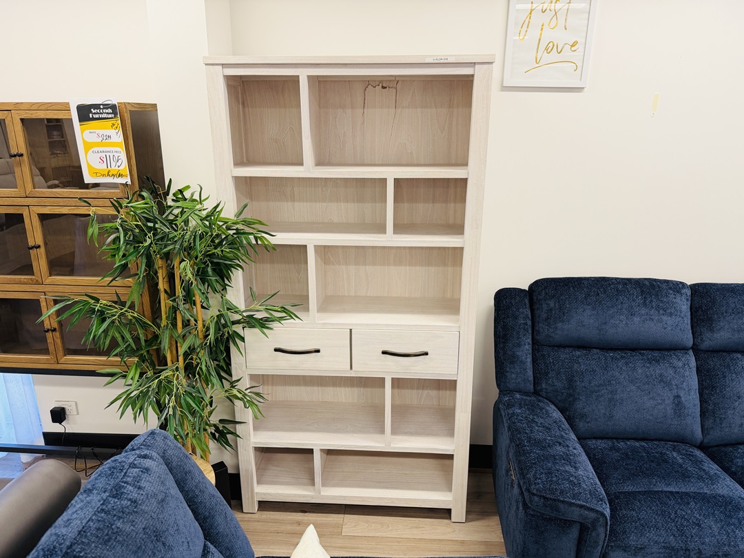 Whitewash Timber Display Unit with 2 Drawers 4