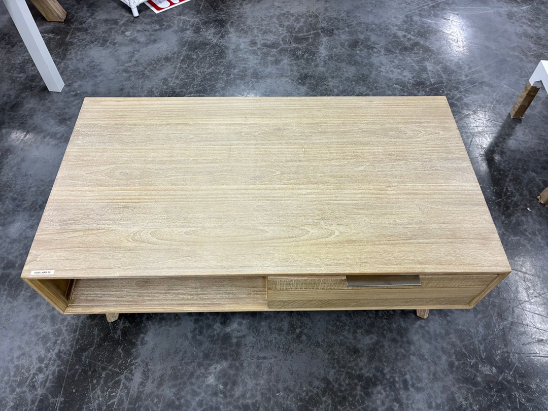 ☕ 130cm Coffee Table with 2 Drawers – Brushed Smoke1