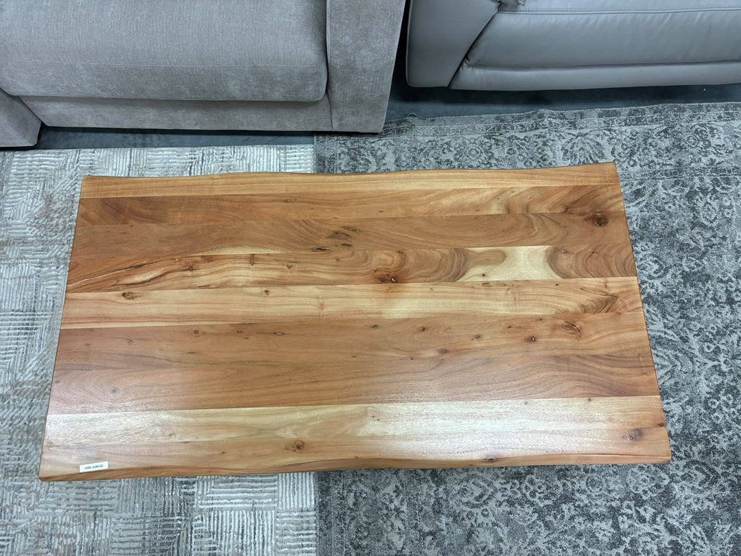 ✨ Rectangular Coffee Table – Natural Top & Black Metal Legs1
