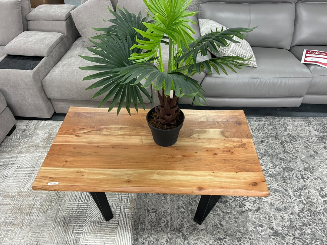 ✨ Rectangular Coffee Table – Natural Top & Black Metal Legs2