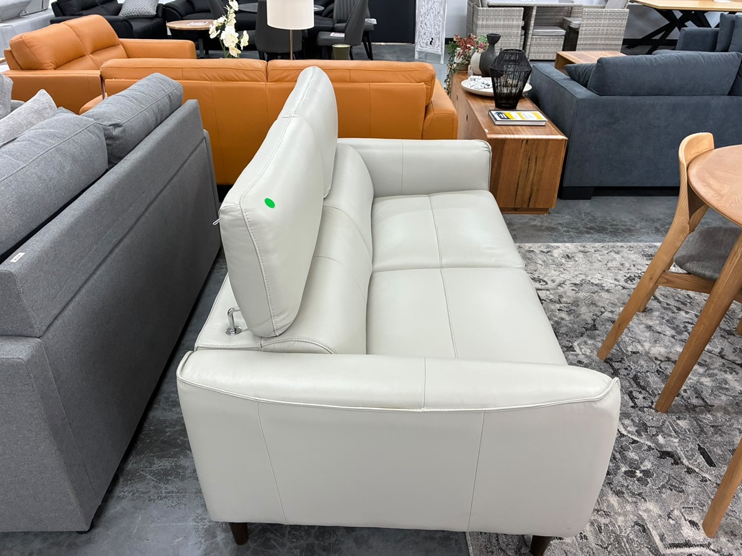 🛋️ Full Leather 2 Seater Sofa – Silver1