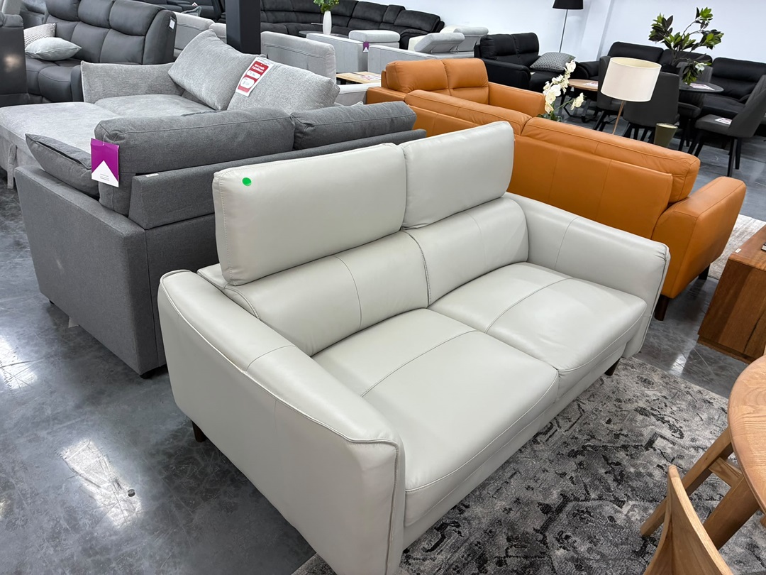 🛋️ Full Leather 2 Seater Sofa – Silver2
